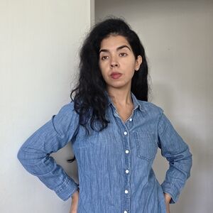 St. John's Bay Blue Denim Button-Up Shirt